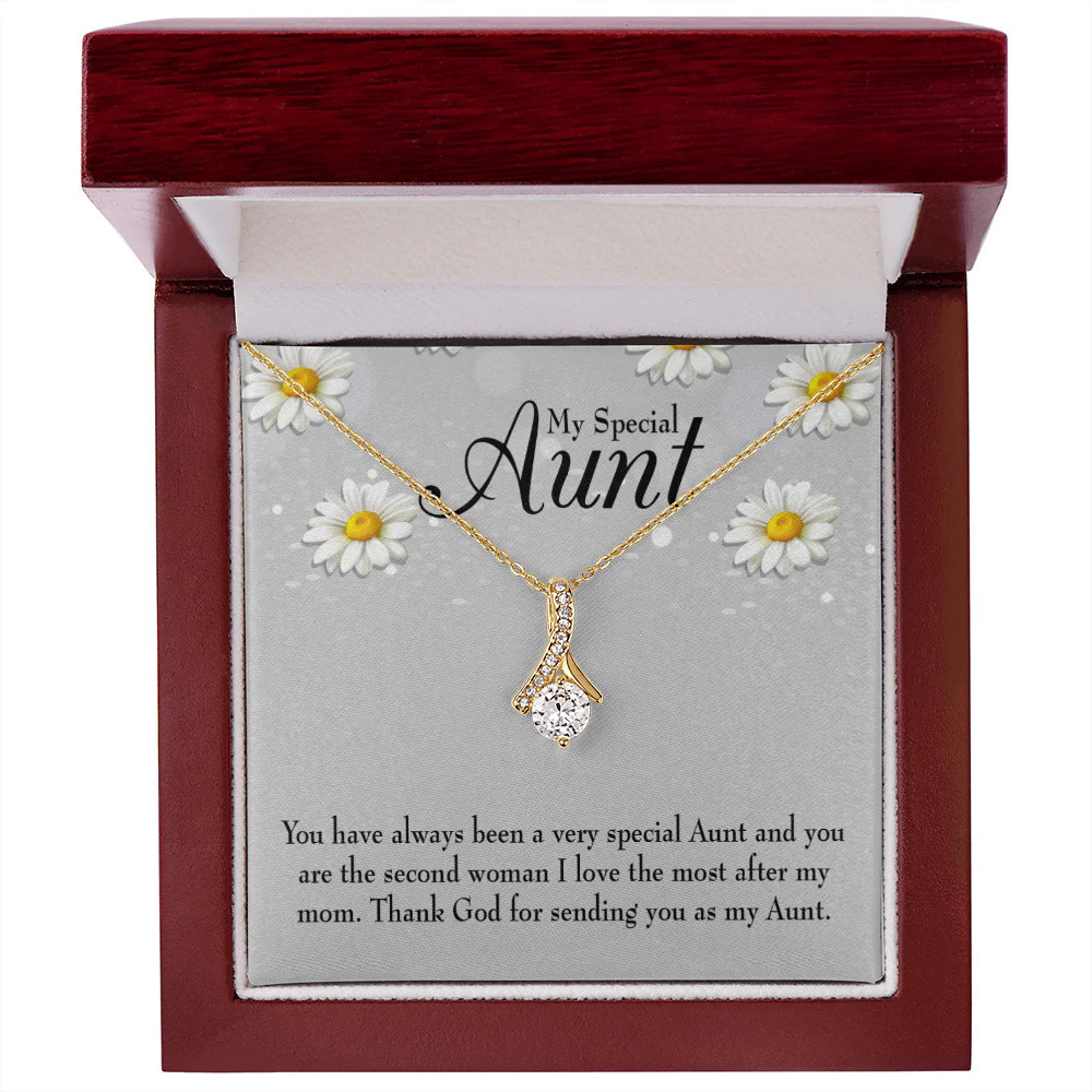 To My Aunt Special Aunt Ribbon Necklace Gold Tone Luxury Box